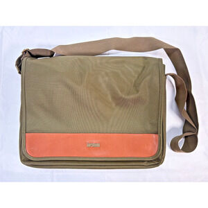 Hartmann Messenger Bag Canvas Leather Trim Shoulder Laptop Travel Organizer